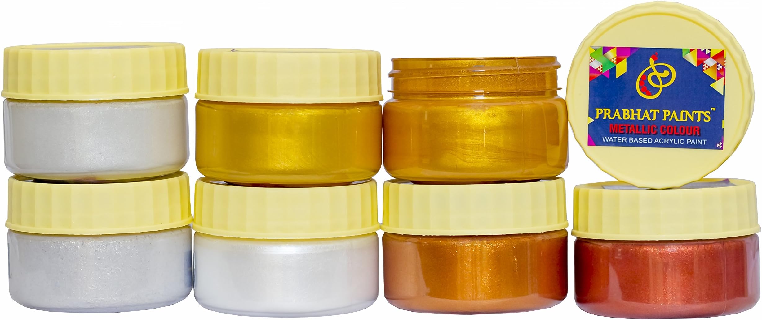 Prabhat Paints Water Based 7 Piece Water Based Metallic/Pearl Colours - 50 gm Each