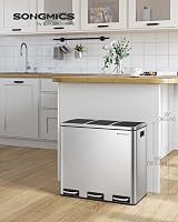 SONGMICS 3 x 18 L Kitchen Bin Recycling System with Soft-Close Lids view 2