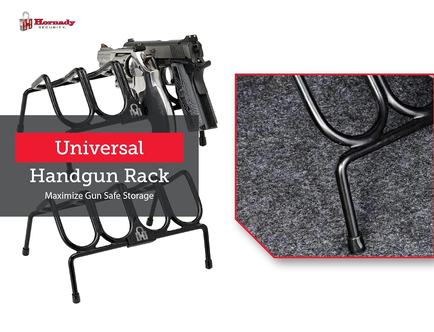 Hornady Pistol Rack for Gun Safe, Holds 4 Handguns – Gun Stand for Handgun Storage and Organization, for Pistols and Revolvers – Scratch-Resistant with Non-Slip Feet – Maximize Gun Safe Space: Industrial & Scientific