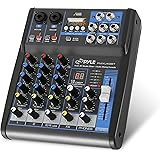 Pyle Professional Audio Mixer Sound Board Console System Interface 4 Channel Digital USB Bluetooth MP3 Computer Input 48V Pha