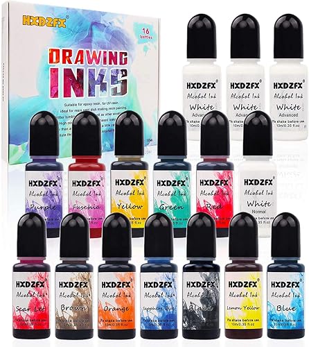 Alcohol Ink Set - 16 Vibrant Colors High Concentrated Drawing Inks ...
