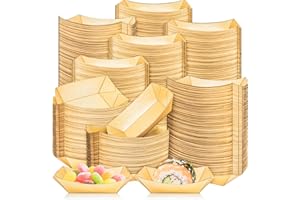 MotBach 500 Pack 1/4Lb Paper Food Boat Trays Disposable Small Paper Boats Plates Containers, 0.25Lb Mini Kraft Food Serving Tray Boat Basket Bowl for Snack Fries Dessert Popcorn Sauce BBQ Tacos Nacho