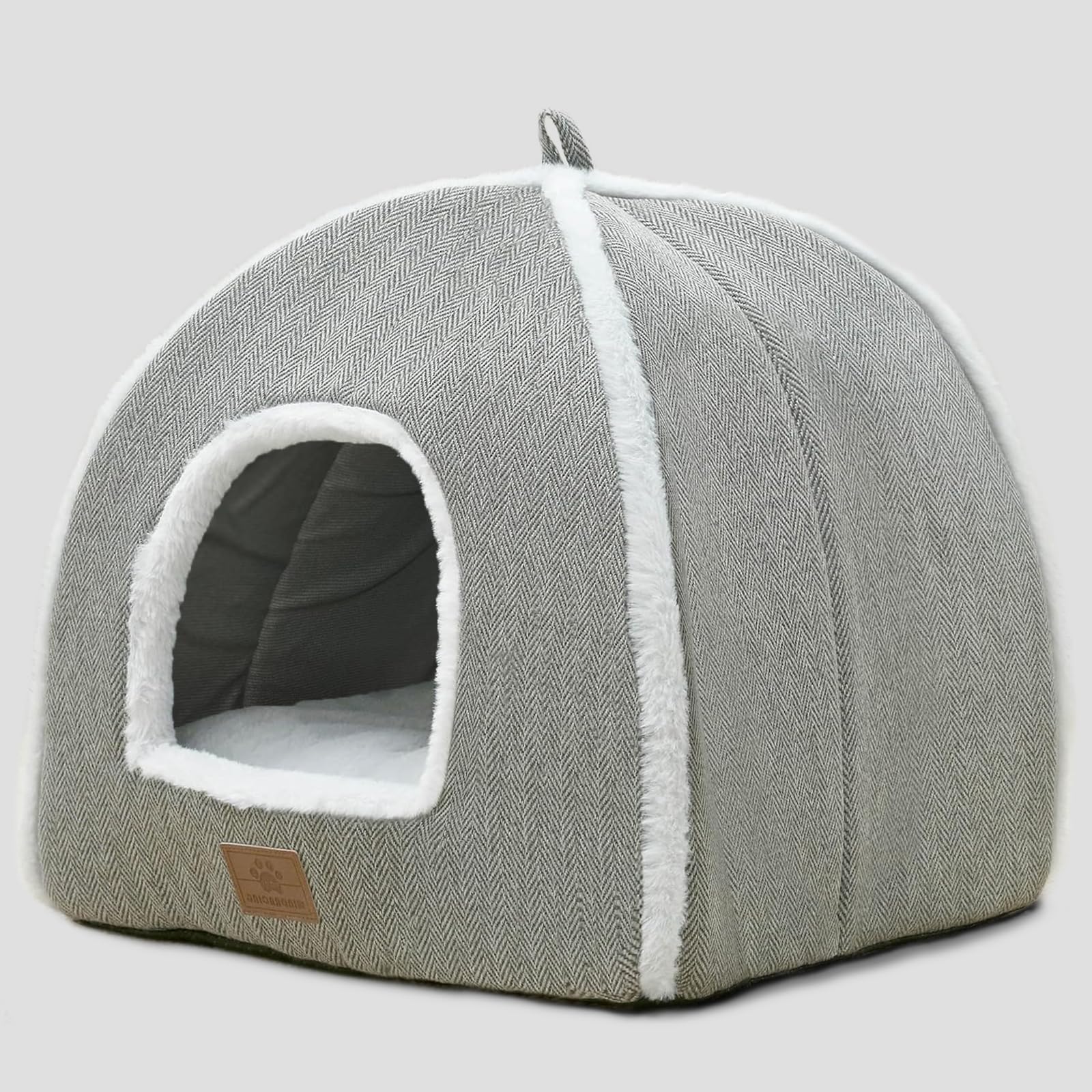 Cat Bed for Indoor Cats - Cat Cave Bed Cat House Cats Tent with Removable Washable Cushioned Pillow, Soft Kitten beds (Gray, Medium(15''*15''*15''))