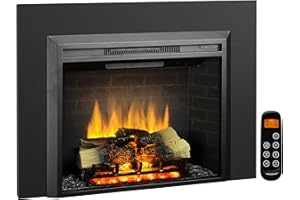 LEGEND FLAME LegendFlame Carl 30 Inches with Trim Kit, Electric Fireplace Insert, Fireplace Heater 750/1500W, Fire Crackling Sound, Remote Control, Black…