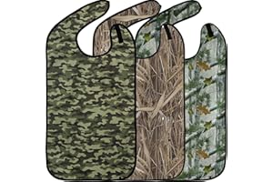 Classic Bib Designs Adult Bibs for Eating: Reusable with Crumb Catcher Pocket - For Men and Women