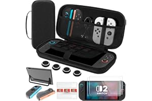FUNLAB Hard Switch 2 Case and Screen Protector for Nintendo 2025/OLED,Slim Shell Carrying Case for Travel Design with10 Game 