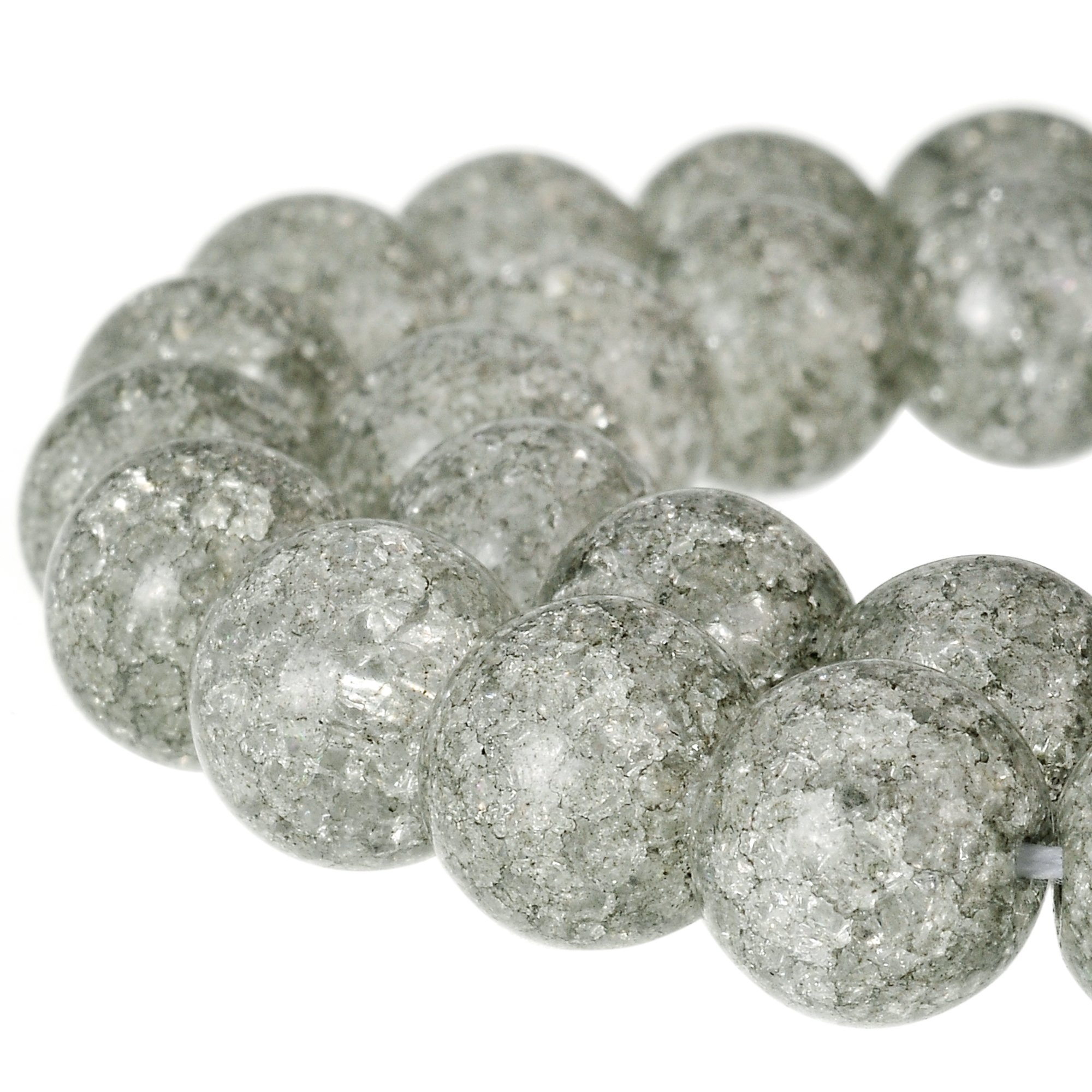 RUBYCA Round Crackle Druk Czech Crystal Pressed Glass Beads for Jewellery Making 6mm Strand (Grey)