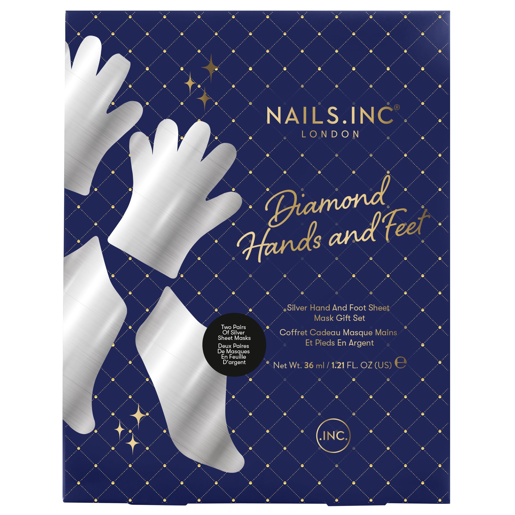 Nails.INC Diamond Hands & Feet, Printed Hand and Foot Sheet Mask Gift Set