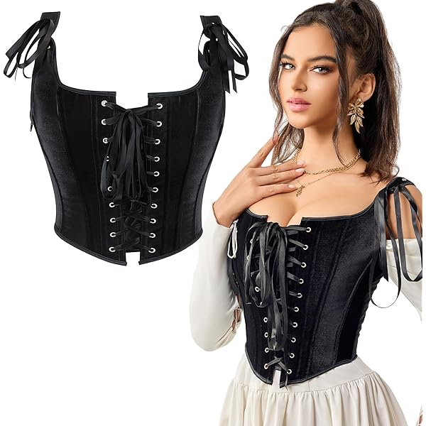 Amazon.com: Eohak Women's Vintage Renaissance Floral Corset Top