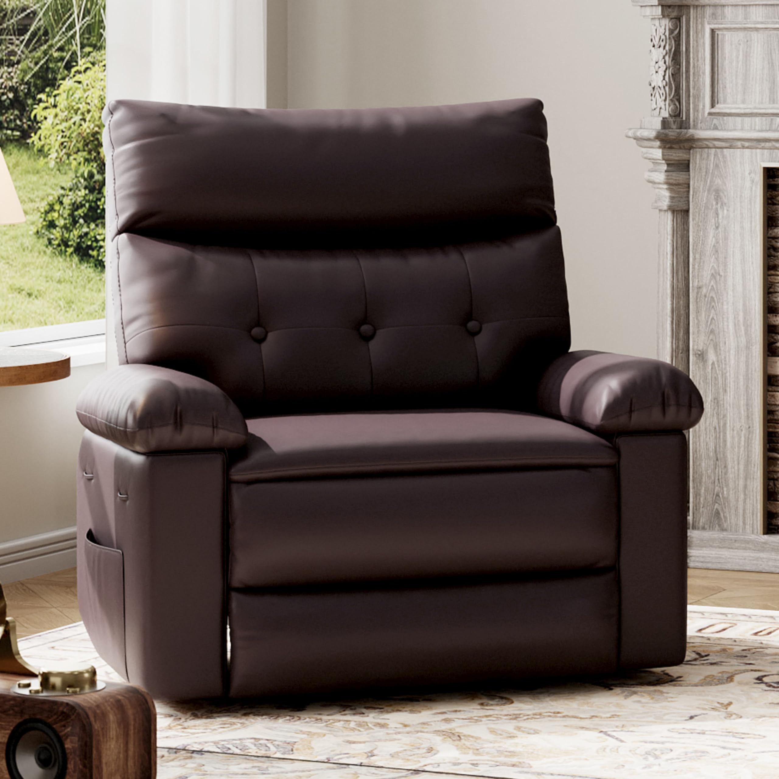 Photo 1 of **ONLY BOX 1** GarveeHome Oversized Wide Recliner Chair - Heat and Massage, PU Leather Extra Wide Manual Recliner for Adults, Large Lazy Chair with 1.5X Sponge Comfort Arm and Back for Living Room, Bedroom