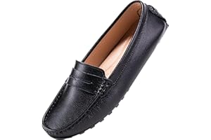 BEAUSEEN Women's Genuine Leather Penny Loafers Classic Driving Moccasins Casual Slip On Comfort Women Loafer Shoes