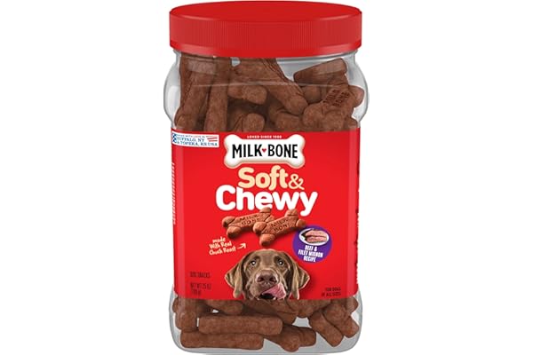 Milk-Bone Soft & Chewy Dog Treats, Beef & Filet Mignon Recipe, 25 Ounce Made with Real Chuck Roast