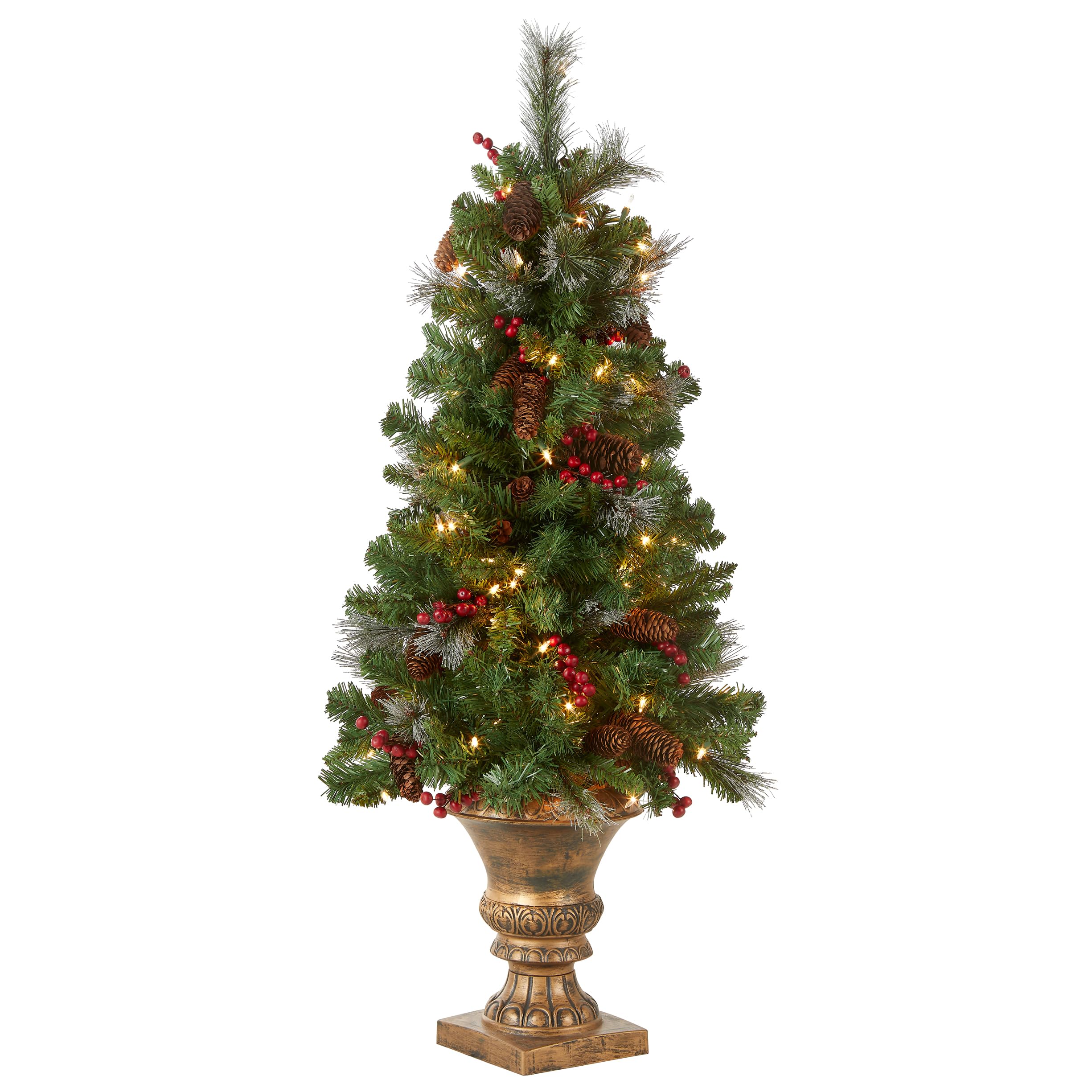 National Tree Company 4 ft Pre-Lit Crestwood Spruce Mini Artificial ...
