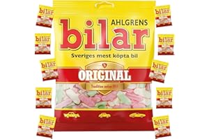 10 Bags x 125g of Ahlgrens Bilar Original - Swedish Candy from Sweden - Chewy - Marshmallow Candy - Cars - Gummy Candies - Sweets