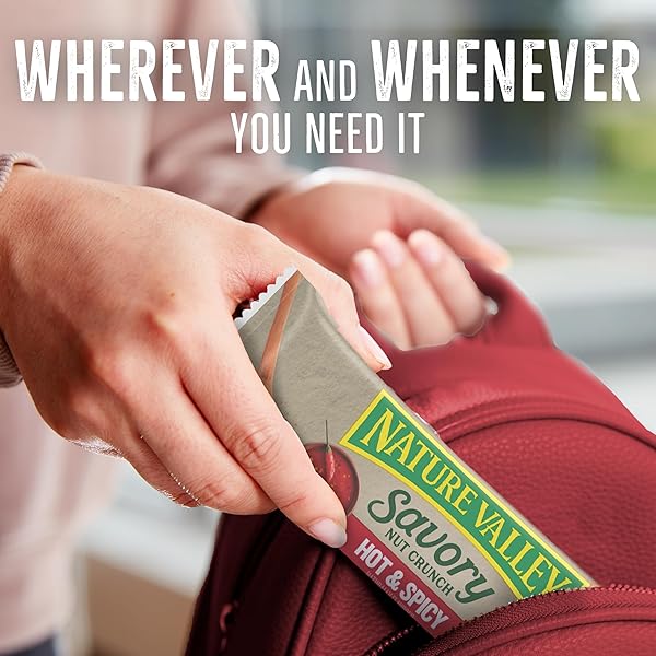 NATURE VALLEY SAVORY NUT CRUNCH BARS, HOT AND SPICY CRISPY NUT BAR, 5 BARS, 4.45 OZ