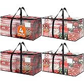 HomeHacks Clear Moving Bags Heavy Duty 4 Pack, Storage Bags with Zipper, Extra Thick Handles & Waterproof Packing Boxes for Moving, Camping, Home Organization 93L/24Gal (28.7"x14.2"x14")