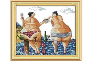 Joy Sunday Cross Stitch Kits 14CT Counted Close Friend 14.17"x12.60" or 36cmx32cm Easy Patterns Embroidery for Girls Crafts DMC Cross-Stitch Supplies Needlework