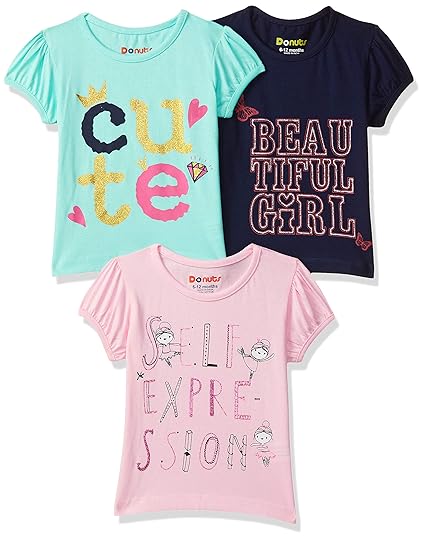 Baby-Girls Regular fit T-Shirt (Pack of 3)