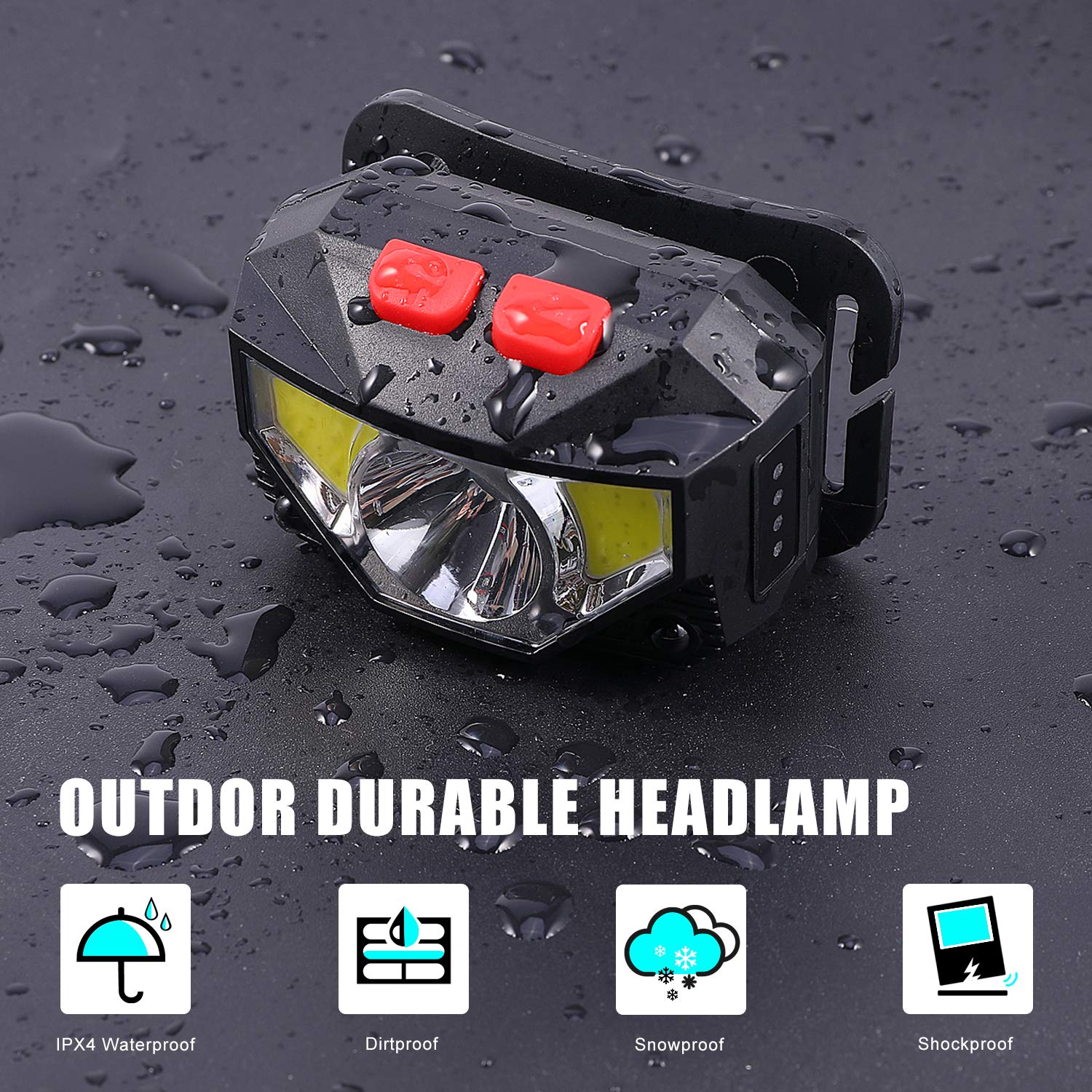 Rechargeable Headlamp - 800 Lumens Extra Bright Motion Sensor LED Headlamp Flashlight, Waterproof Head Lamp with 8 Lighting Modes&White Red Light - Running Camping Headlamp for Adults and Kids(2 Pack)