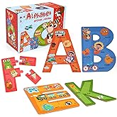 SYNARRY Wooden Puzzles for Kids Ages 3-5, ABC Learning for Toddlers Ages 3+, Sight Words Letter Puzzles Montessori Toys Educa