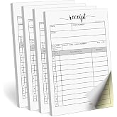 321Done Receipt Book with Carbon Copies, 2-Part, 3.4x5.5, 4-Pack, 50 Each | Made in USA - Duplicate Cash Sales Receipts for Small Business and Vendors, 4 Books of 50 White and Yellow Carbonless Sets