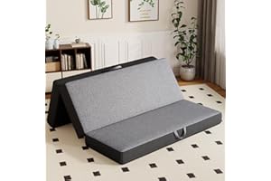 Vamcheer Tri Folding Mattress Queen Size - 6 Inch Foldable Mattress for Travel/RV/Camping/Guest Room/Yoga, Tri-fold Memory Foam Cushion with Washable Cover,78"x58"x6"