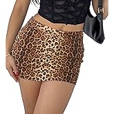 Black Mini Skirt Skort for Women Leopard Pencil Bodycon Short Skirts with Shorts Underneath y2k Cargo Skirt