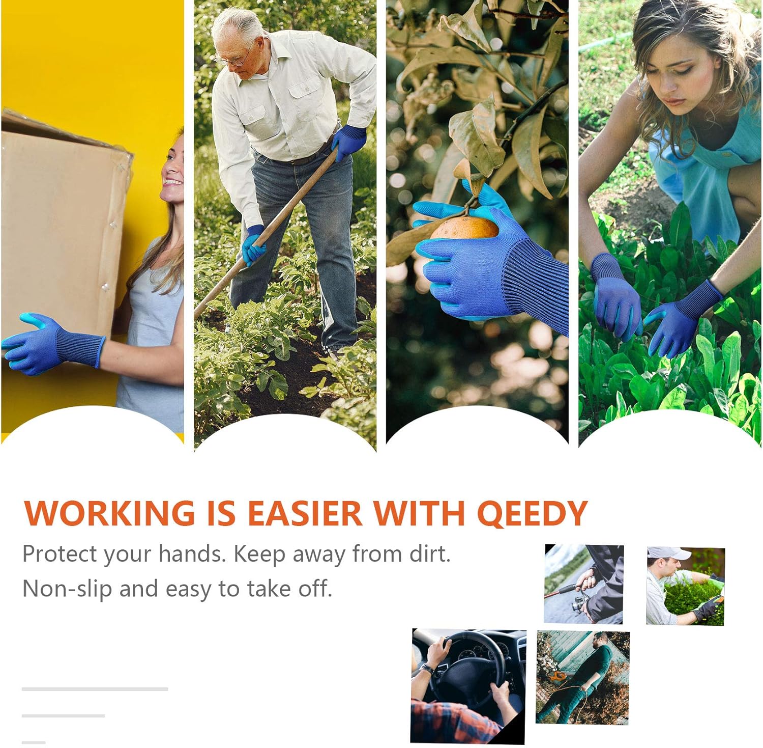 Gardening Gloves 6 Pairs Breathable Rubber Coated Garden Glove, Sensitivity Work Glove (Blue ( M-6 Pairs )): Home & Kitchen