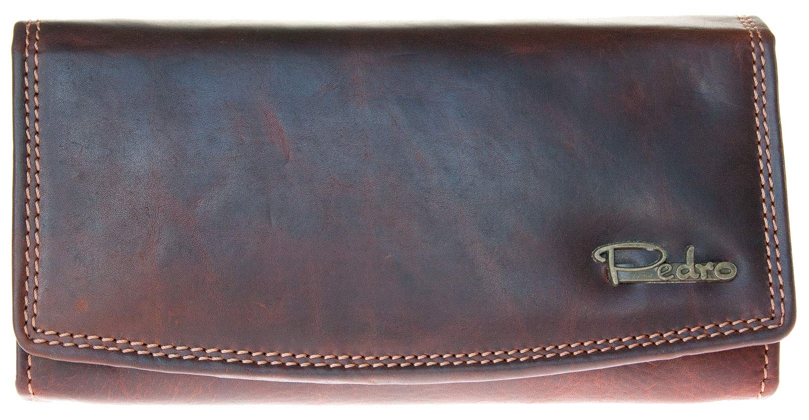 Spacious Large Strong Leather Wallet Pedro Whole Made of Natural Genuine Leather