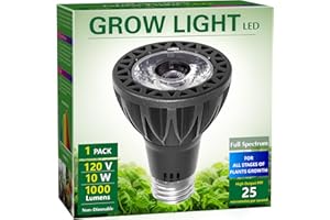 Briignite Grow Light Bulbs, 10W Plant Light Bulb, 150W Equivalent, High PPFD, PAR20 Full Spectrum Grow Bulb, E26 Base, LED Grow Lights for Indoor Plants, Seed Starting, 1 Pack