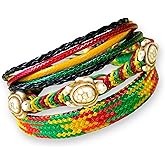 LAVIP Leather Rasta Plaided Hippie Braid Bracelet Cord Hemp Handmade Reggae Jamaican Hawaiien Style for men women