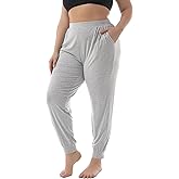 ZERDOCEAN Women's Plus Size Casual Lounge Pants Stretchy Relaxed Jogger Yoga Pants with Pockets