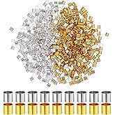 1000 Pcs Crimp Tube Beads for Jewelry Making, 2x2 mm Gold and Silver Round Crimp Beads, Plated Brass Tube Bead, Crimping Bead, Column Stoppers to Secure The Ends of Jewelry Strings, DIY Bracelet