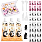 MetFun 40 PCS Quick Fix Tire Plug Kit with 3 Tubes of Black Tire Sealant | New Screw in Tire Plugs, Fast Self-Sealing Tire Repair Screws for Car Motorcycle Truck Tractor Emergency Repair