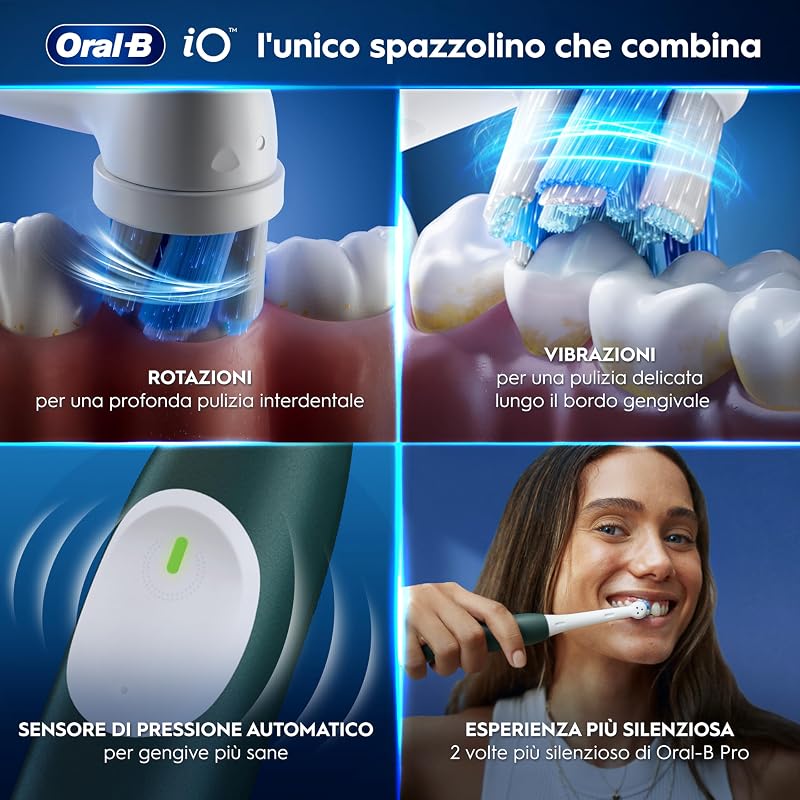 iO 2 Spazzolino Elettrico, 1 Testina di Ricambio, Custodia, Verde