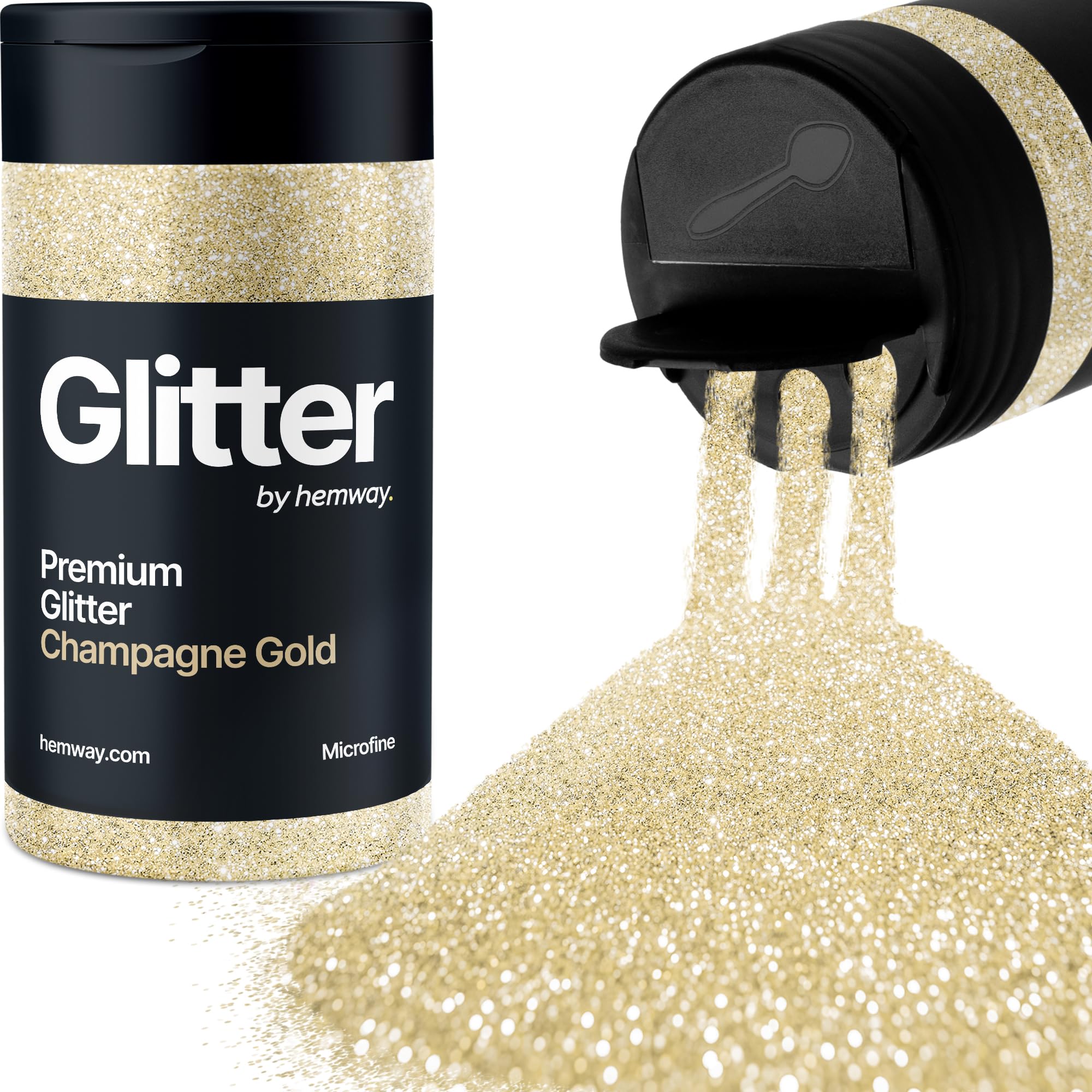 Champagne Gold Glitter Shaker, 130g Microfine Glitter, Crafts 1/256" Metallic Flake Champagne Gold Sequins, Resin & Epoxy Crafts, Decorating, Halloween, Christmas Nail, Face, Hemway — image 1