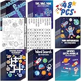 Hungdao 48 Pcs Space Mini Activity Books Bulk, 6 Assorted Games, Astronaut | Word Search, Mazes, Crossword, Scrambles, Sudoku, Party Favors for Kids Birthday Classroom, Outer Space Astronaut Theme