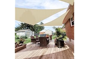 Patio Paradise 6' x 6' x 6' Sun Shade Sail Triangle Canopy Shade Cloth Fabric Sunlight Block Patio Pergola Cover HDPE Deck Awning for Outdoor Backyard Roof Shading, Beige