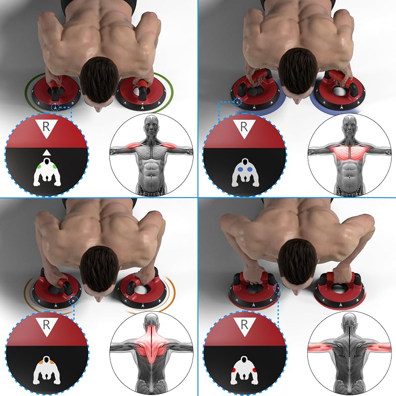 Poignées d'appui pour Pompe/Push-Up Bars pour Musculation (Rouge)