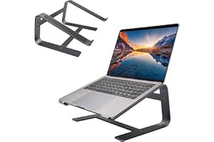 Macally Aluminum Laptop Stand for Desk - Works with All MacBook/Pro/Air & Laptops Between 10” to 17.3” - Sleek and Sturdy Lap