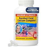 Barefoot Coral Calcium Complete 240 Capsules - Coral Calcium 1500mg | Calcium, Magnesium, Vitamin D3 &amp; 72 Trace Minerals - Bone Health - Developed by Bob Barefoot