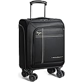 Tonyeee Softside Carry on Luggage Airline Approved, 17 Inch Underseat Carry-on Luggage with Removable Spinner Wheels, Small Personal Item Suitcase for Travel Business (Black, 17 inch_Underseat)
