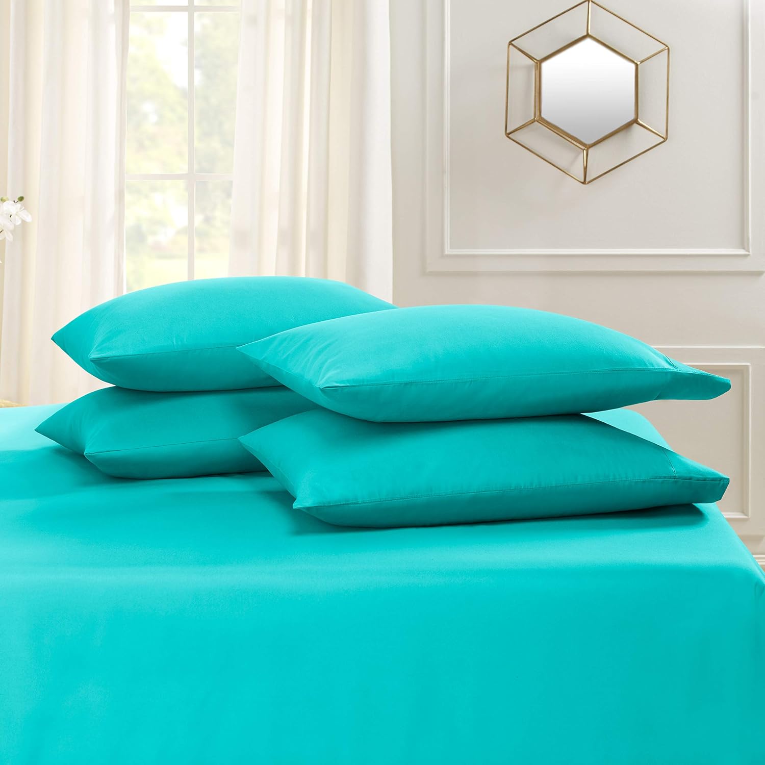 6 Piece Queen Sheets - Bed Sheets Queen Size – Bed Sheet Set Queen Size - 6 PC Sheets - Deep Pocket Queen Sheets Microfiber Queen Bedding Sets Hypoallergenic Sheets - Queen - Teal Blue: Home & Kitchen
