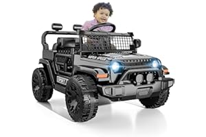 TRINEAR 12V Ride on Car with Parent Remote Control, Toddler Electric Car with Spring Suspension, LED Lights & Music Player - Safe Battery Toy for Kids, Christmas & Birthday Gift, Black