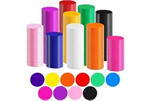 PMELCXD 300pcs 1 Inch 10 Colors Opaque Plastic Learning Counters Counting Mini Poker Chips Game Tokens (Without Edge)
