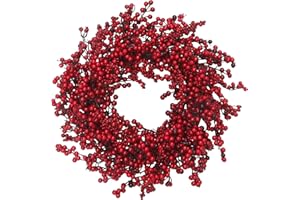 VGIA 22 inches Christmas Wreath Door Wreath Stunning Red Berry Wreath Christmas Decoration