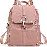 BOYATU Genuine Leather Backpack Purse for Women: Fashion Soft BackPacks Bag - Anti theft Travel Shoulder Handbag (Pink)
