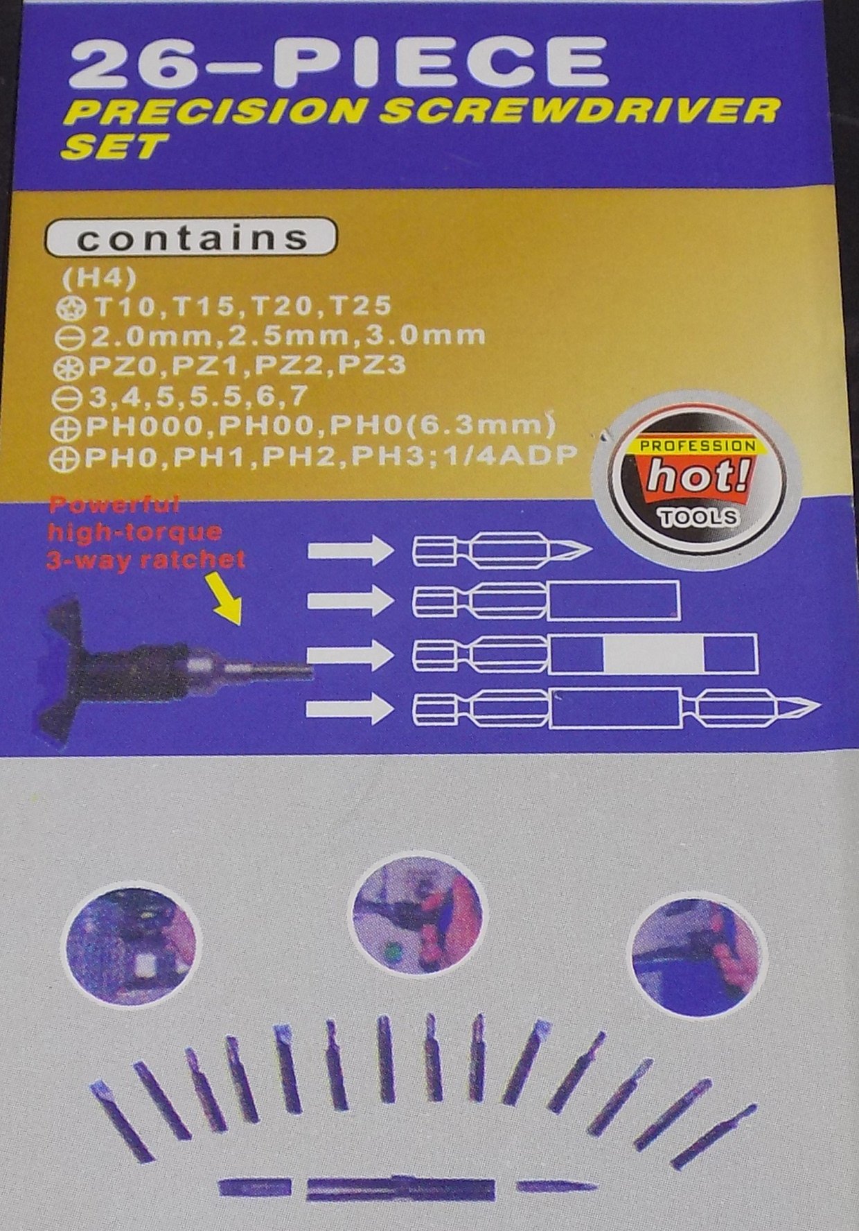 Screwdriver set, 26 can replace the high-strength screw head, removable more convenient, handle with forward and reverse conversion knob, can be used for daily maintenance of various home, demolition.