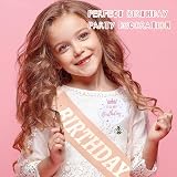 IRYNA Birthday Sash Rose Gold Satin Birthday Girl Badge Party Decorations view 6