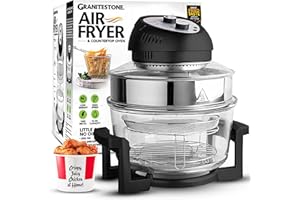 Big Boss 16Qt Extra Large Glass Air Fryer Non Toxic – Family Sized 4 in 1 Cooker with 3 Cooking Sections, Stainless Steel Rac